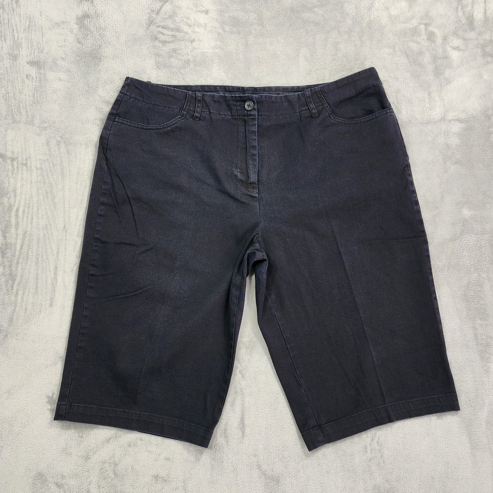 Vintage Basic Editions Shorts Womens 18W Black Bermuda Twill Stretch Casual